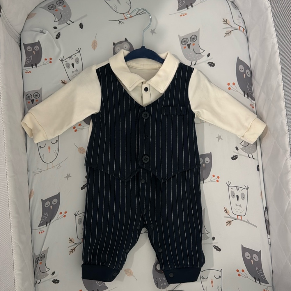 Baby Boy 0-3 Month Tuxedo Onesie